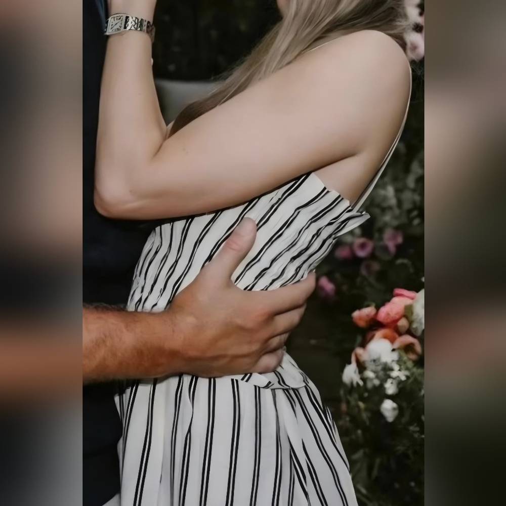 Taylor Swift Engagment Inspired Custom Dress Black/White Striped A-Line NWT